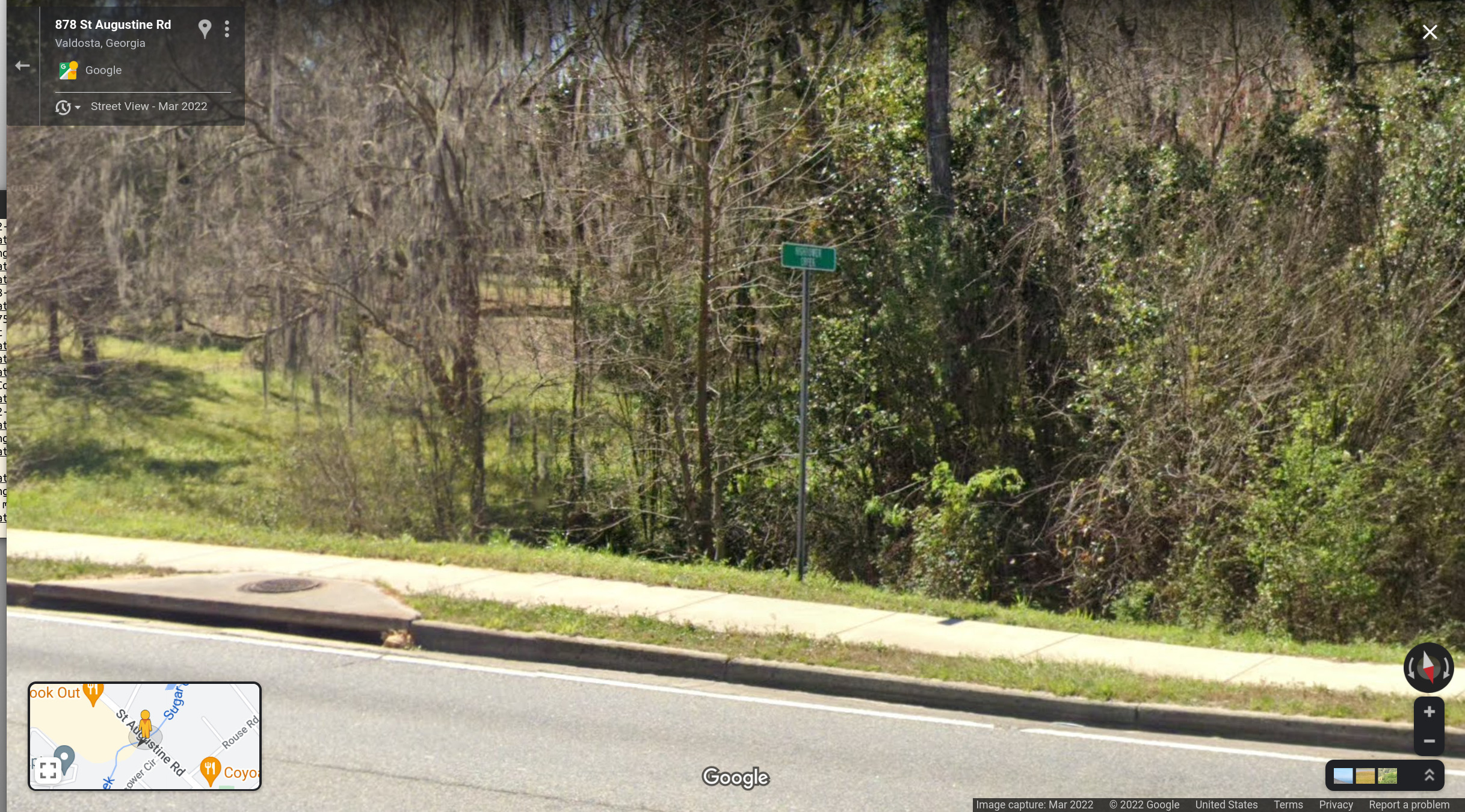 St. Augustine Road Culvert, Hightower Creek --Google Streetview 2022-03