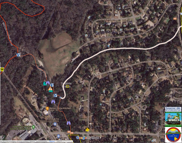 [Map: Two Mile Branch, Meadowbrook Drive, Sugar Creek, Withlacoochee River, in WLRWT 2024-12-02]