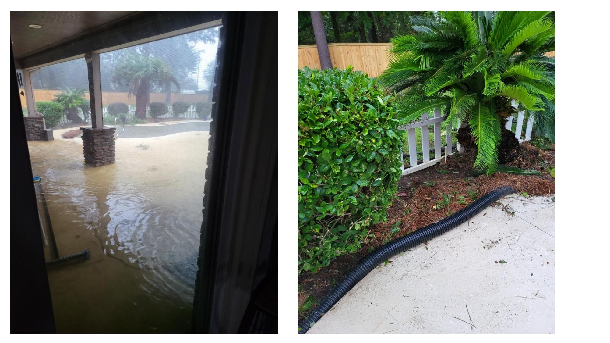 Flood waters into swimming pool