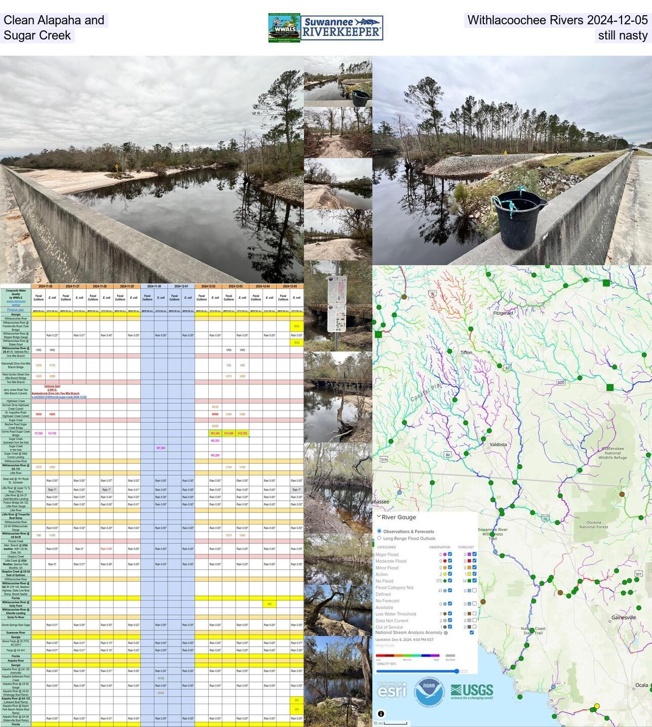 Clean Alapaha and Withlacoochee Rivers 2024-12-05 Sugar Creek still nasty