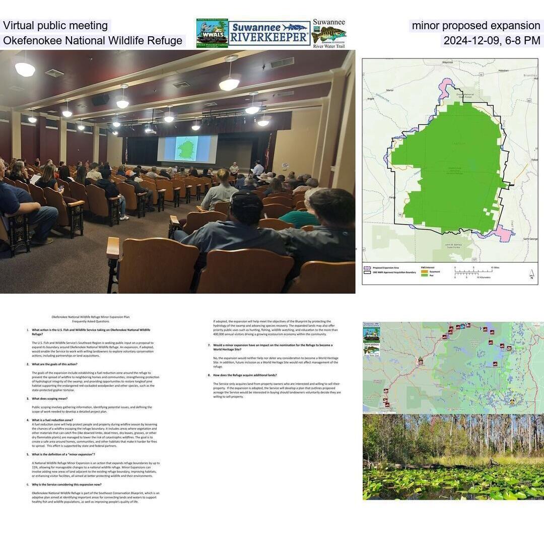 Virtual public meeting, minor proposed expansion, Okefenokee National Wildlife Refuge, 2024-12-09, 6-8 PM