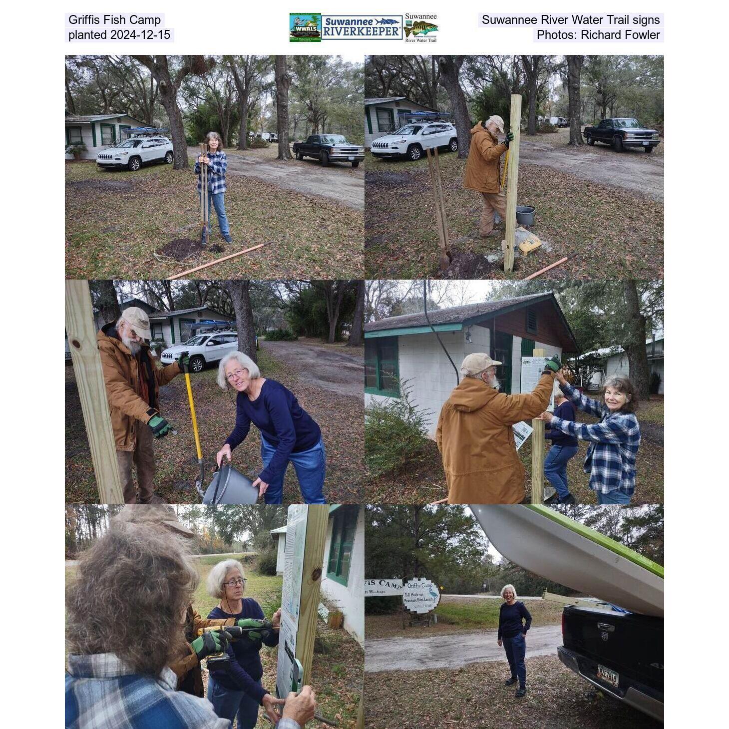 Griffis Fish Camp, Suwannee River Water Trail signs, planted 2024-12-15, Photos: Richard Fowler