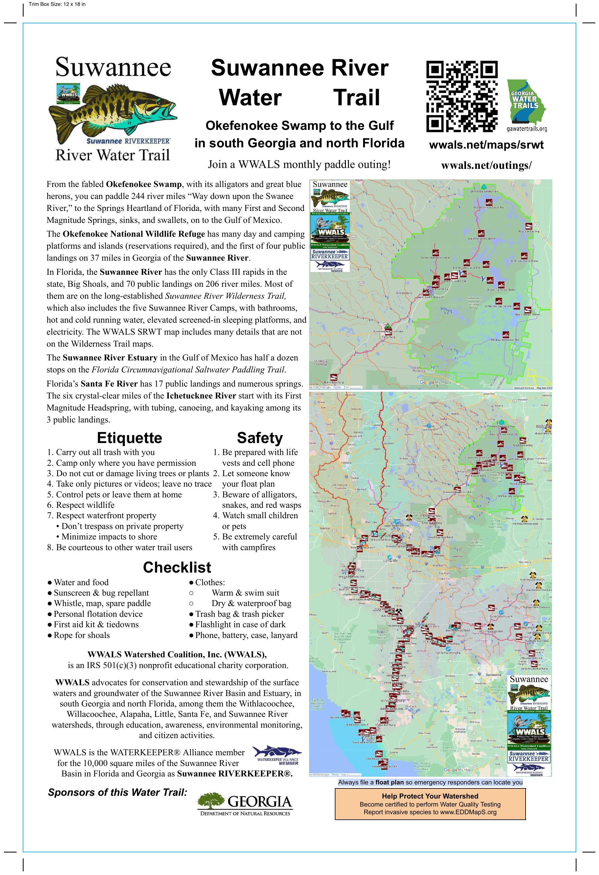 Suwannee River Water Trail (SRWT) at-water sign