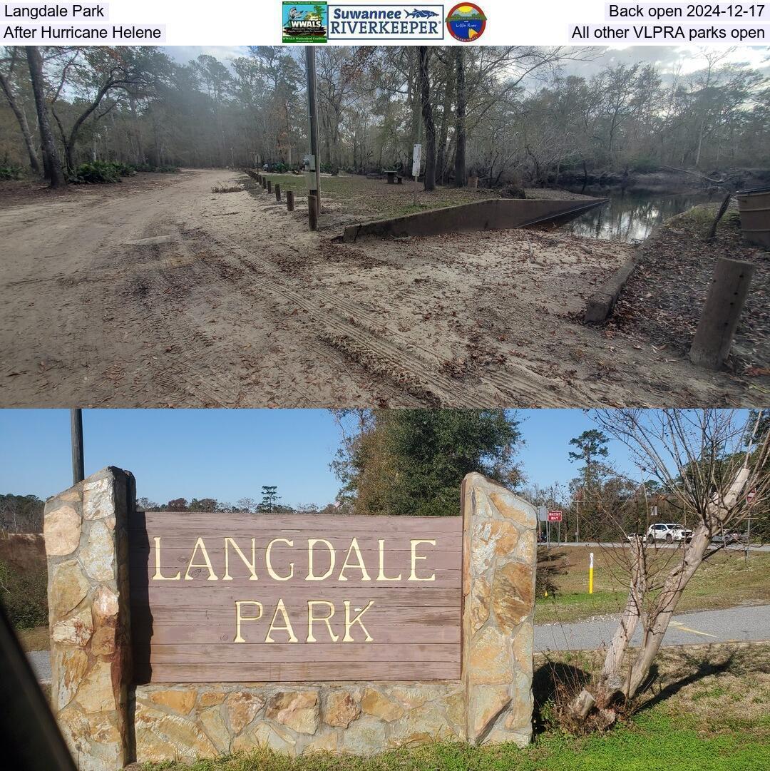 Langdale Park back open 2024-12-17, After Hurricane Helene, All other VLPRA parks open