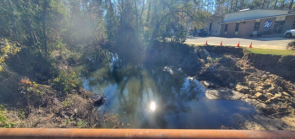 Upstream Sugar Creek from Gornto Road bridge