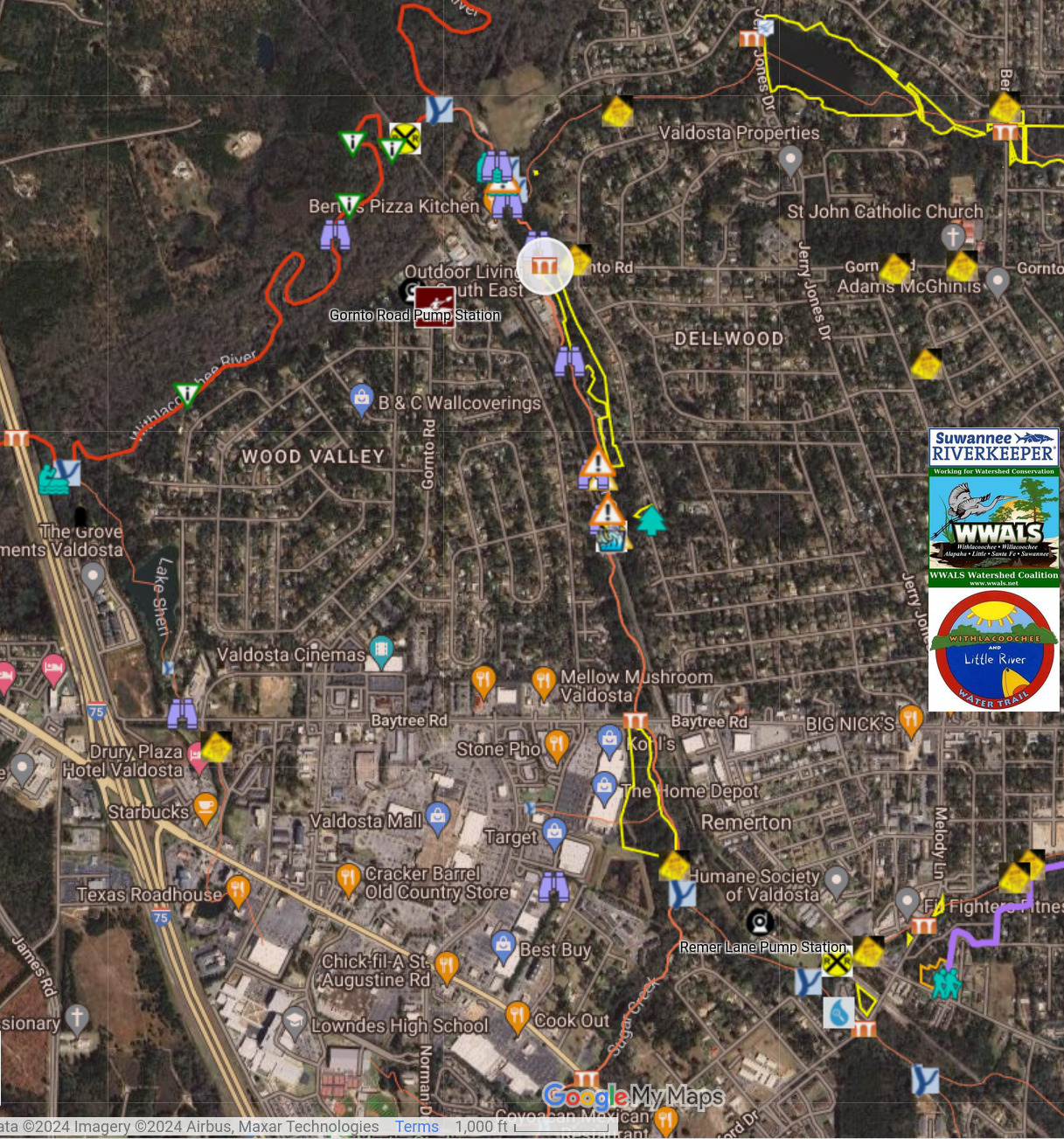 Map: Gornto Road Sugar Creek Bridge in WLRWT