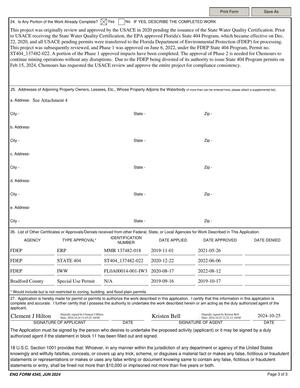 [Due to the FDEP being divested of its authority to issue State 404 Program permits on Feb 15, 2024, Chemours has requested the USACE review and approve the entire project for compliance consistency.]