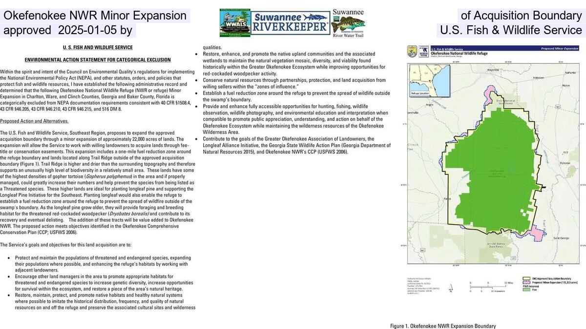 Okefenokee NWR Minor Expansion of Acquisition Boundary approved 2025-01-05 by U.S. Fish & Wildlife Service