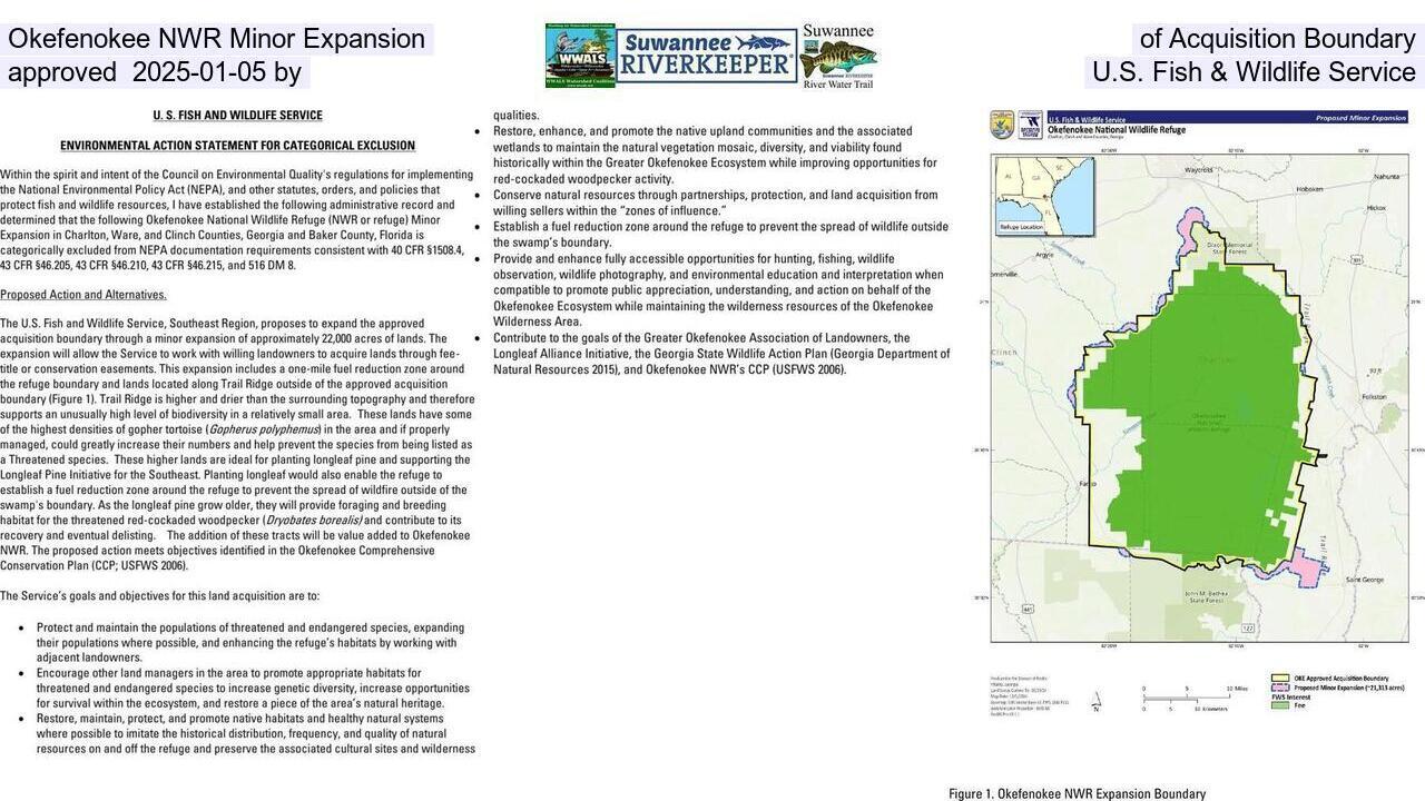 Okefenokee NWR Minor Expansion of Acquisition Boundary approved 2025-01-05 by U.S. Fish & Wildlife Service