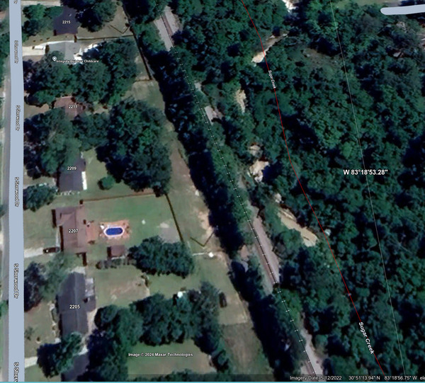 Map: Sugar Creek Moved --Google Earth Pro 2024-02-26