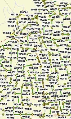 [Map: Valdosta sewer lines and manholes, Sugar Creek, Baytree Road to Withlacoochee River]