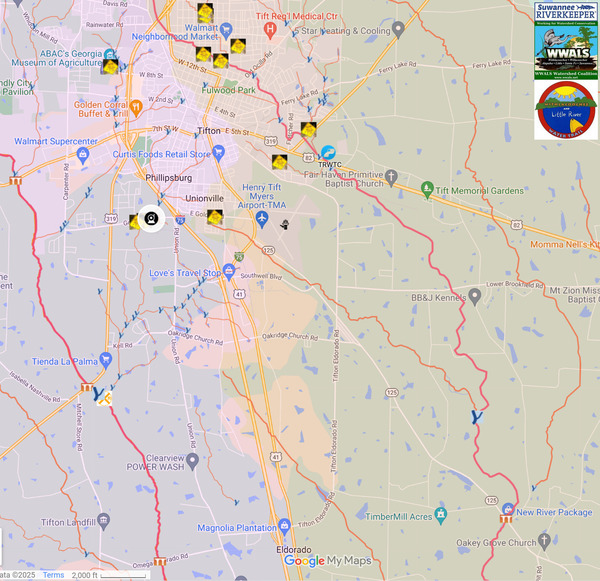 [Map: Context for Tifton Spill Sites --WLRWT]