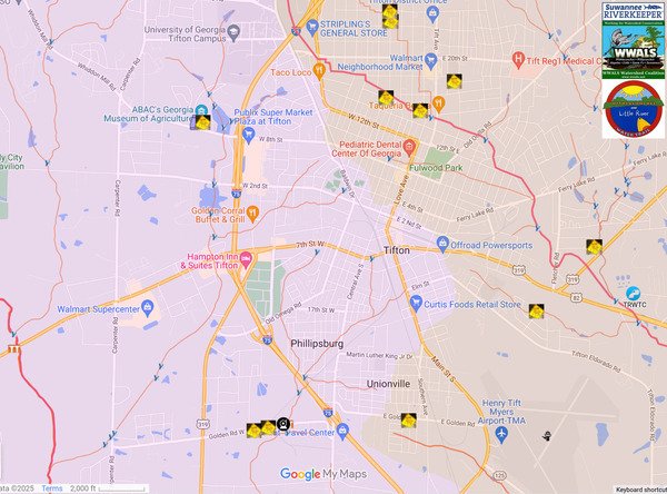 [Map: Tifton Spill Sites --WLRWT]