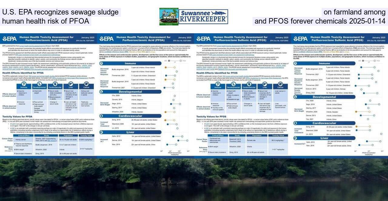 U.S. EPA recognizes sewage sludge on farmland among human health risk of PFOA and PFOS forever chemicals 2025-01-14