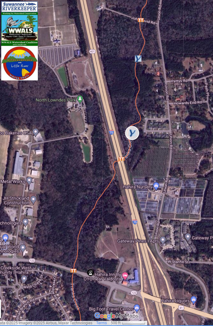 Map: Northside Circle Outfall, Franks Creek, ARWT