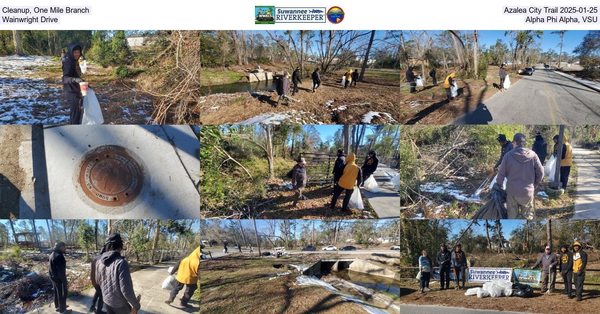 Cleanup, One Mile Branch, Azalea City Trail 2025-01-25, Wainwright Drive, Alpha Phi Alpha, VSU