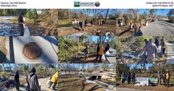 [Cleanup, One Mile Branch, Azalea City Trail 2025-01-25, Wainwright Drive, Alpha Phi Alpha, VSU]