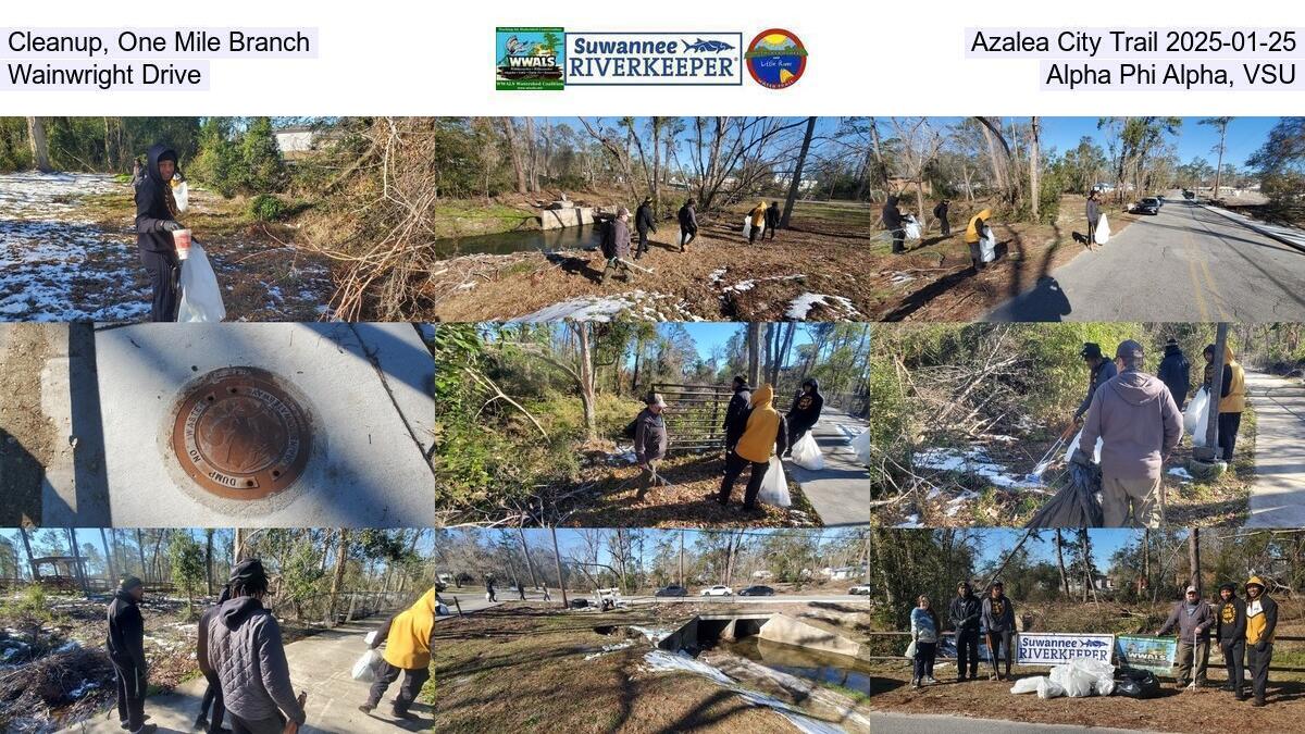 Cleanup, One Mile Branch, Azalea City Trail 2025-01-25, Wainwright Drive, Alpha Phi Alpha, VSU