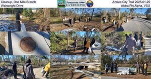 [Cleanup, One Mile Branch, Azalea City Trail 2025-01-25, Wainwright Drive, Alpha Phi Alpha, VSU]