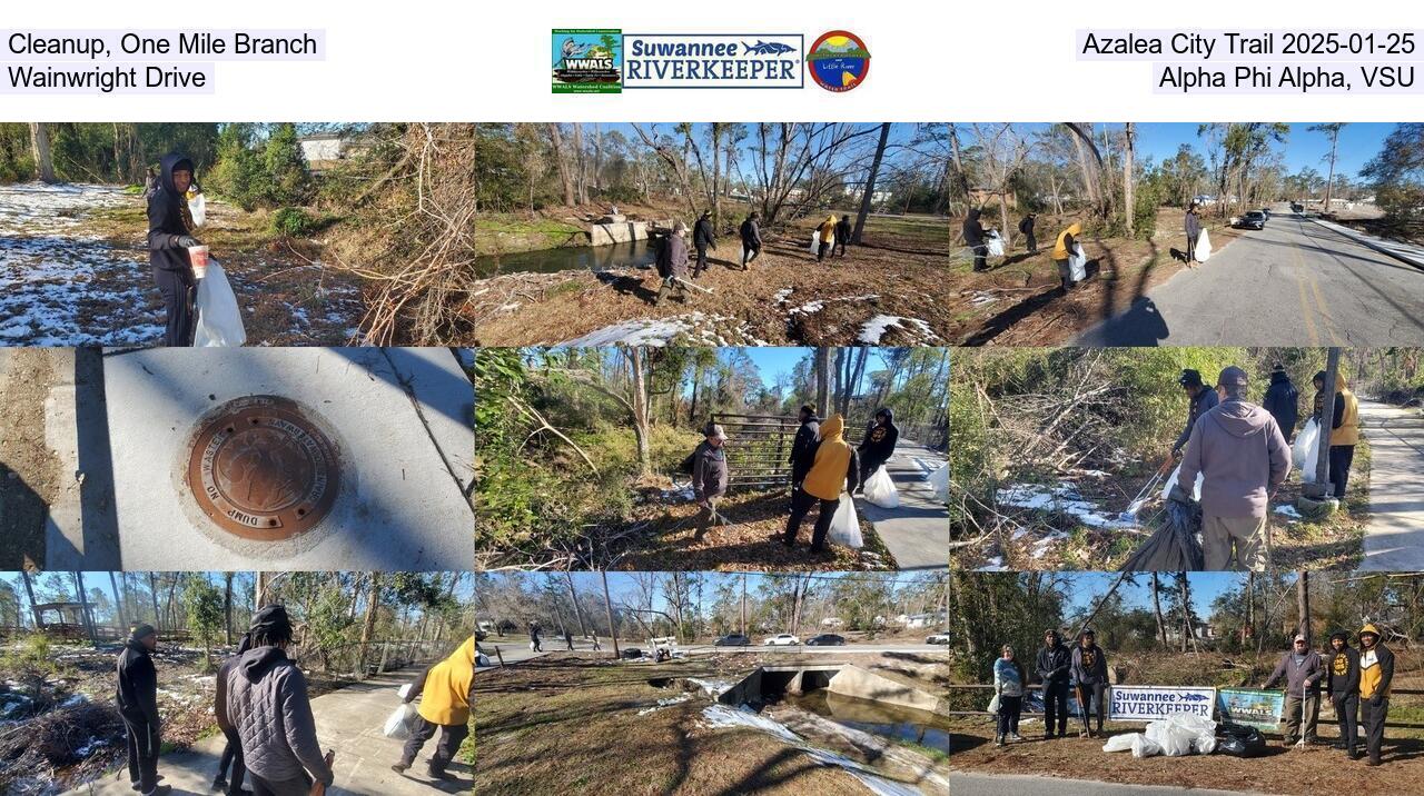 Cleanup, One Mile Branch, Azalea City Trail 2025-01-25, Wainwright Drive, Alpha Phi Alpha, VSU