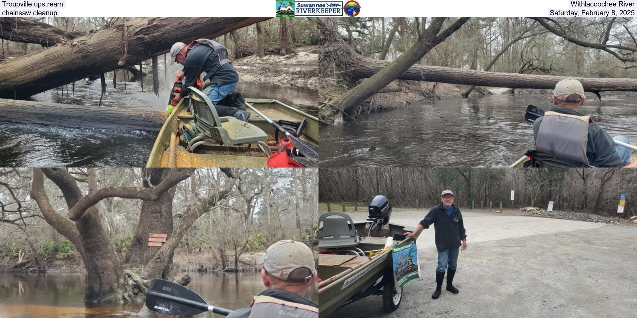 Troupville upstream Withlacoochee River chainsaw cleanup, Saturday, February 8, 2025