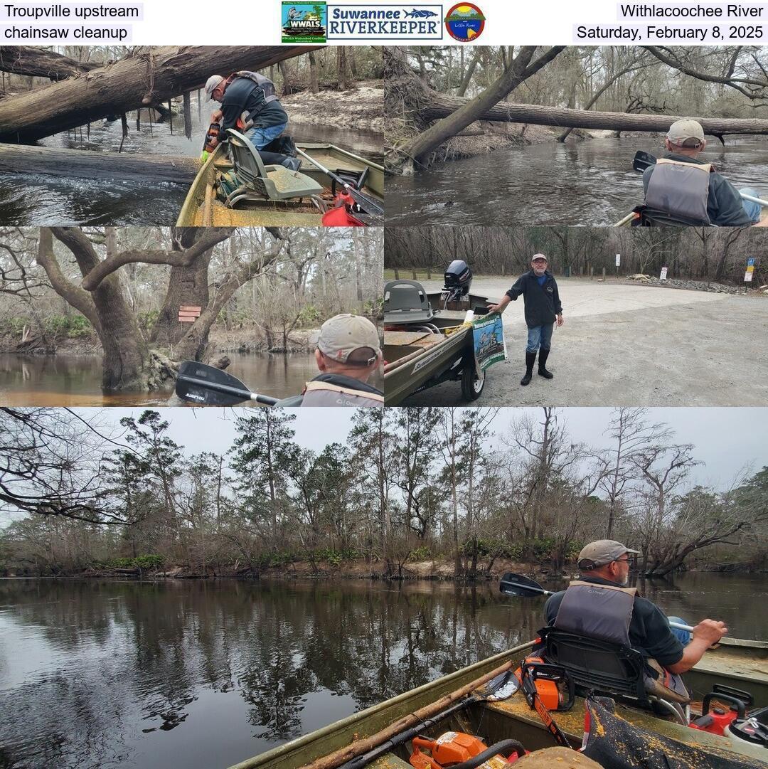 Troupville upstream Withlacoochee River chainsaw cleanup, Saturday, February 8, 2025