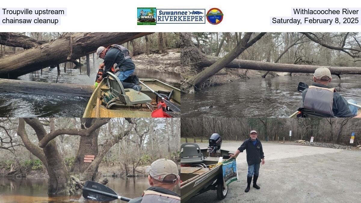 Troupville upstream Withlacoochee River chainsaw cleanup, Saturday, February 8, 2025