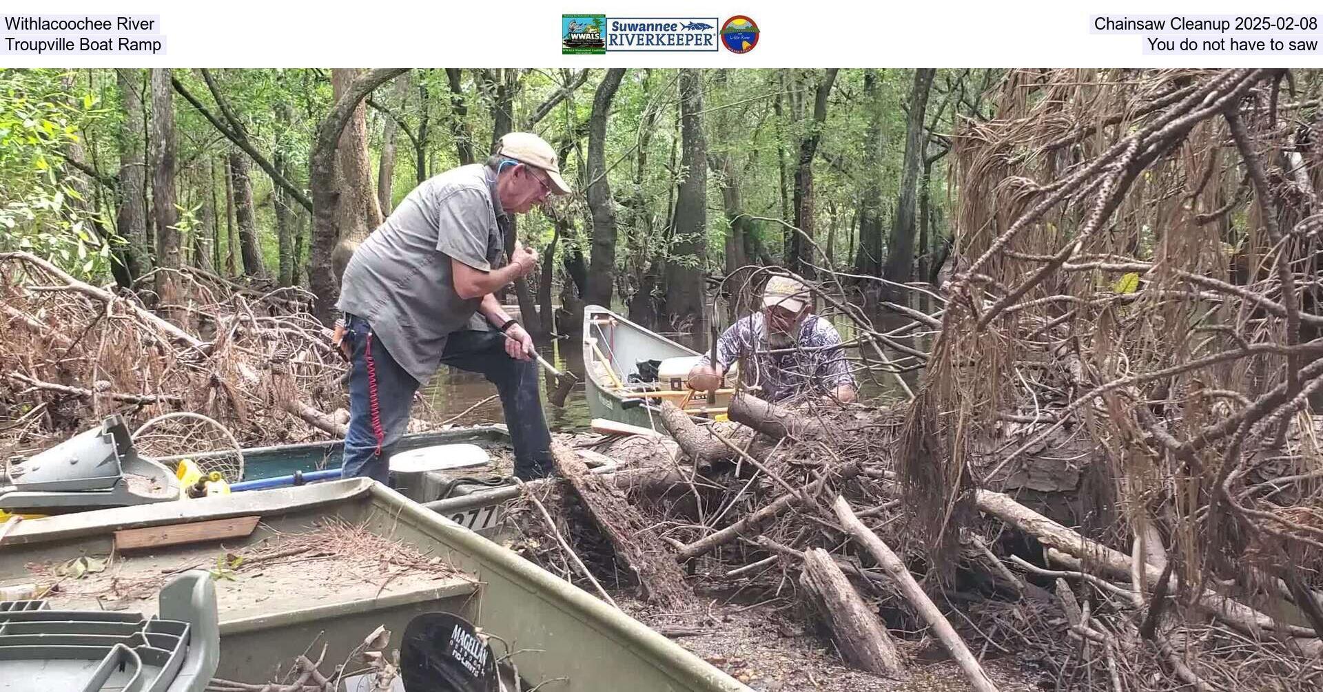 Withlacoochee River Chainsaw Cleanup 2025-02-08, Troupville Boat Ramp, You do not have to saw