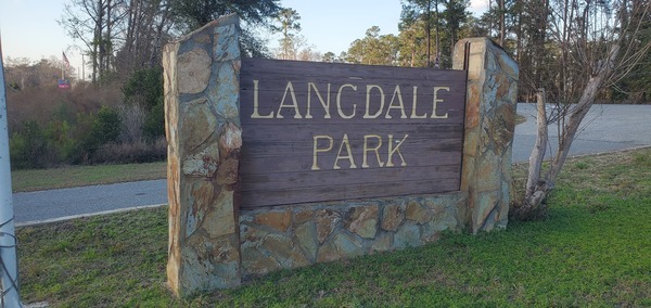 [Langdale Park entrance sign, 2025:02:09 17:12:45, 30.8872864, -83.3150255]