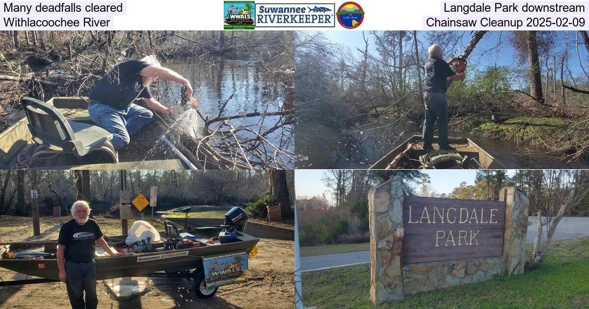 Many deadfalls cleared, Langdale Park downstream, Withlacoochee River, Chainsaw Cleanup 2025-02-09