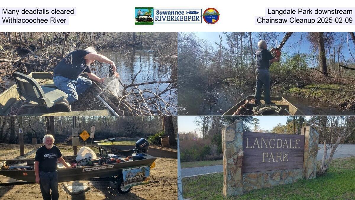 Many deadfalls cleared, Langdale Park downstream, Withlacoochee River, Chainsaw Cleanup 2025-02-09