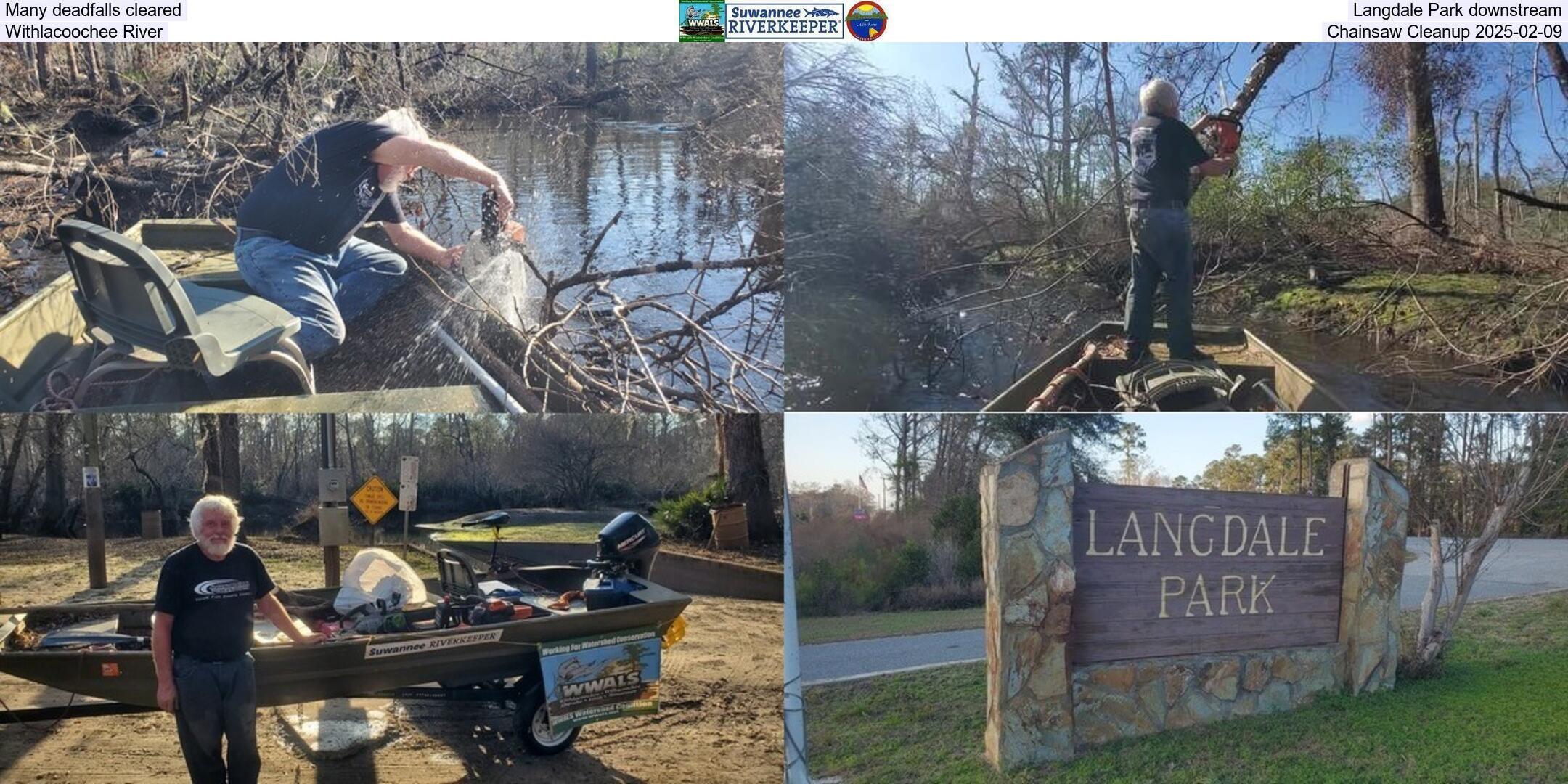 Many deadfalls cleared, Langdale Park downstream, Withlacoochee River, Chainsaw Cleanup 2025-02-09