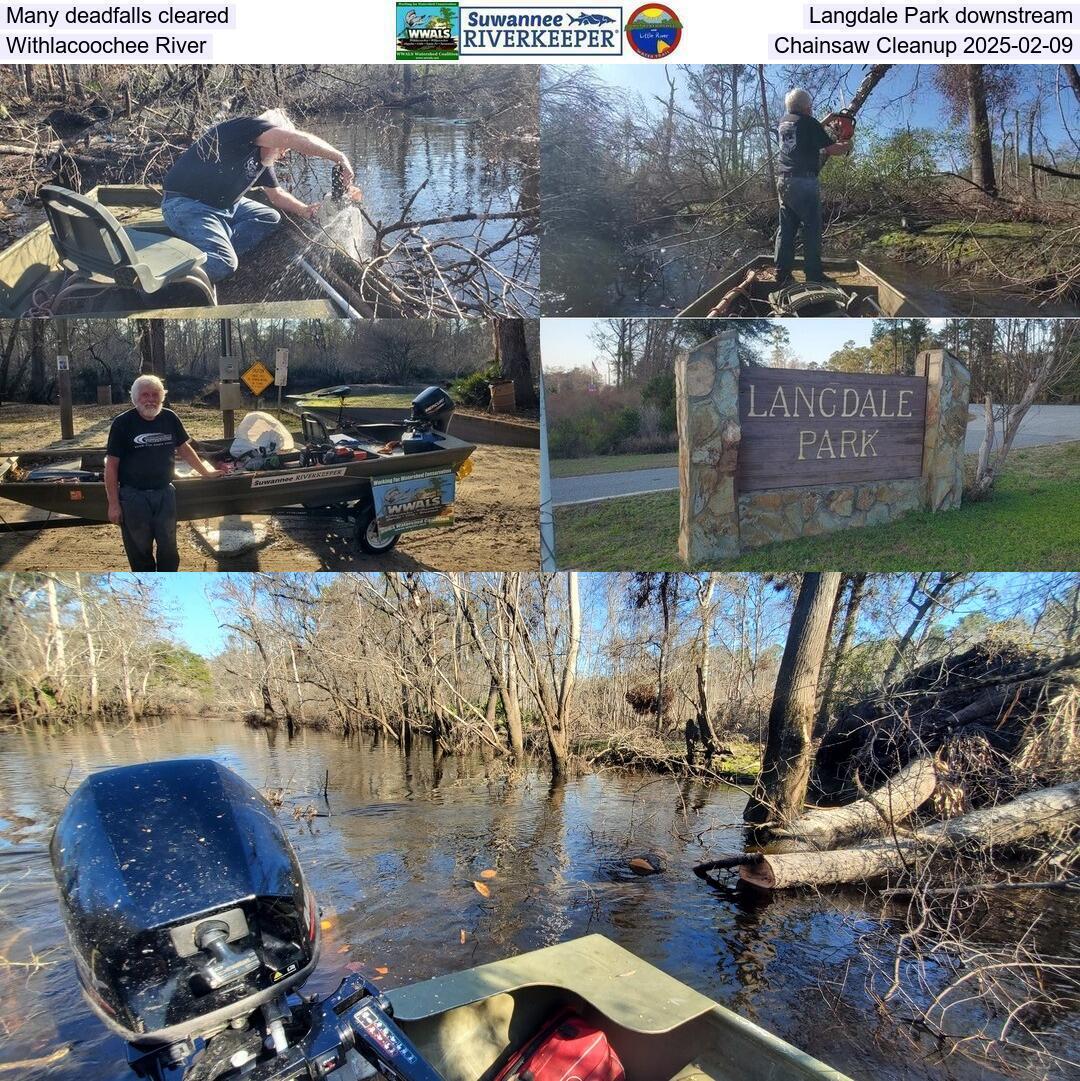 Many deadfalls cleared, Langdale Park downstream, Withlacoochee River, Chainsaw Cleanup 2025-02-09