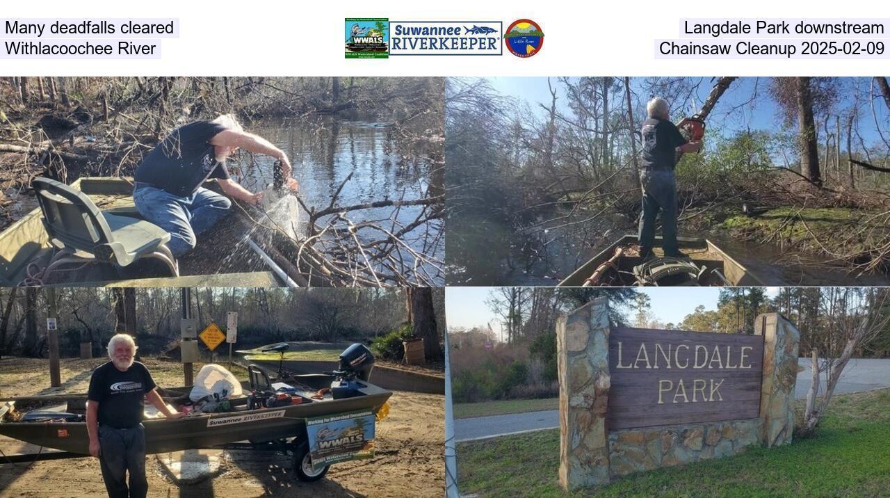 Many deadfalls cleared, Langdale Park downstream, Withlacoochee River, Chainsaw Cleanup 2025-02-09