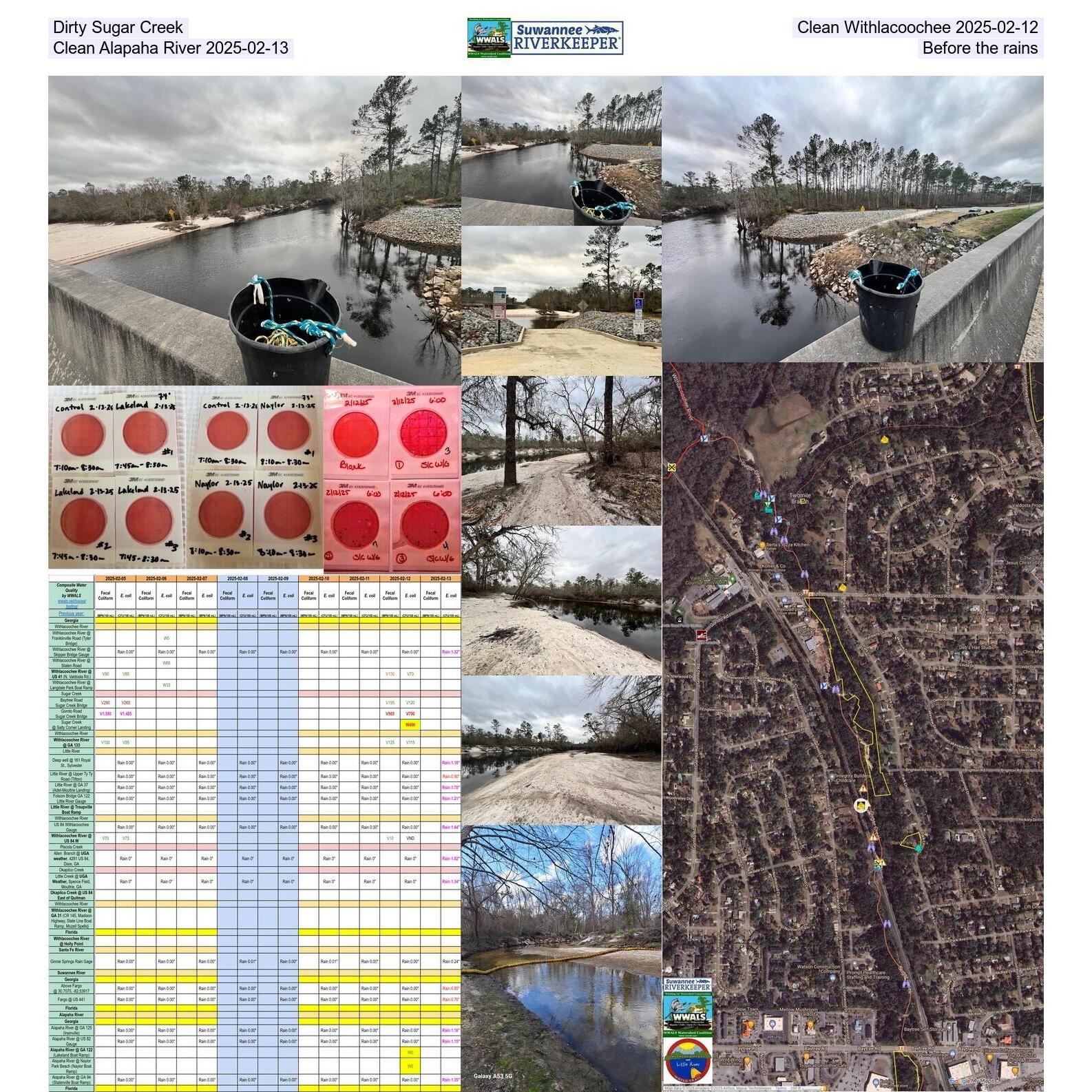 Dirty Sugar Creek & Clean Withlacoochee 2025-02-12, Clean Alapaha River 2025-02-13, Before the rains