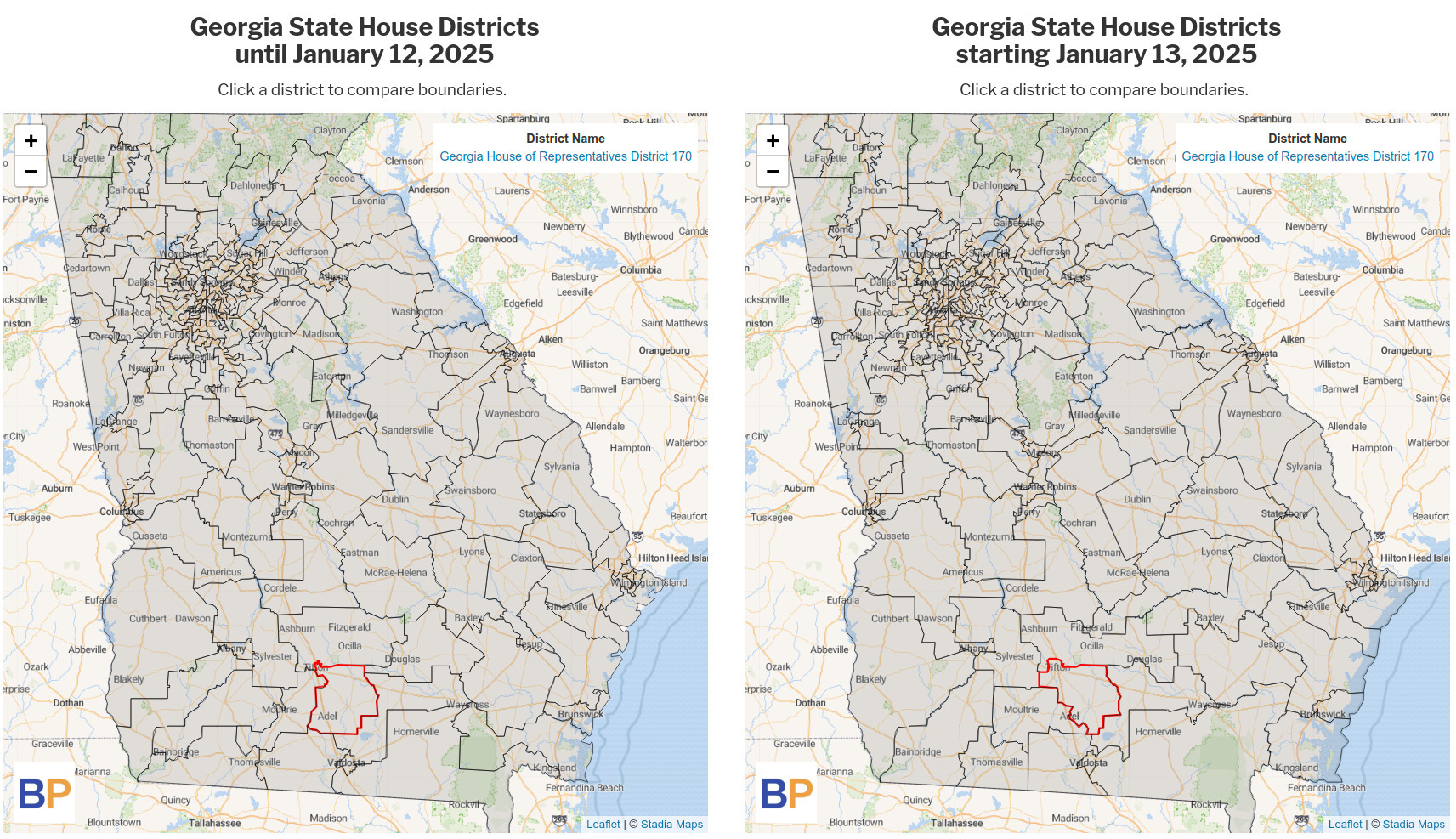 Map: GA Statehouse Districts: 170 2025-01-13