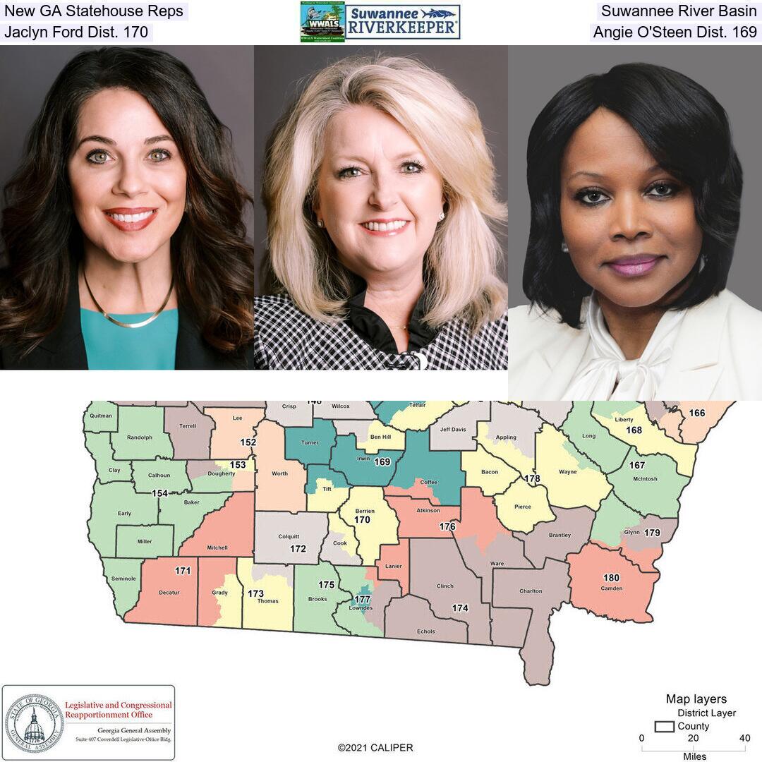 New GA Statehouse Reps, Suwannee River Basin, Jaclyn Ford Dist. 170, Angie O'Steen Dist. 169