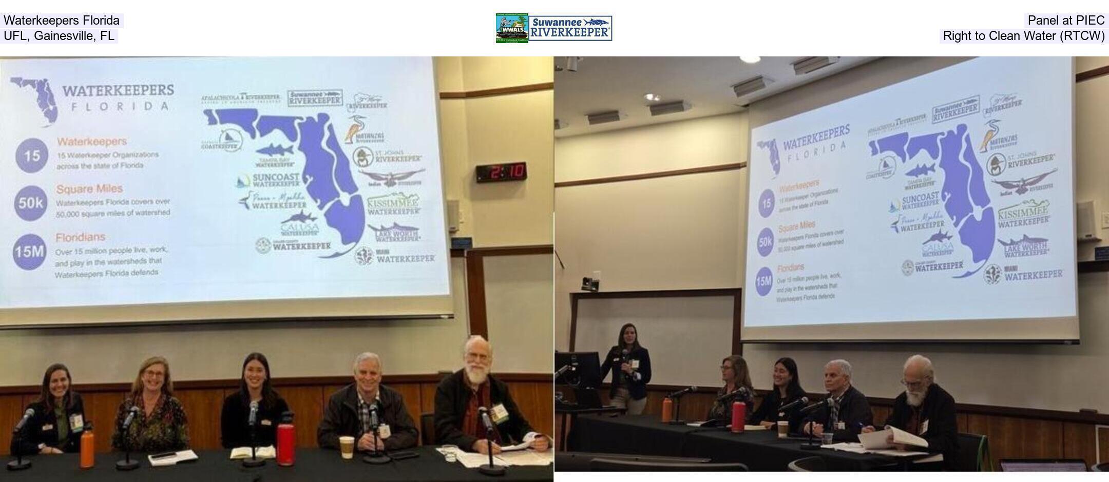 Waterkeepers Florida, Panel at PIEC, UFL, Gainesville, FL, Right to Clean Water (RTCW)