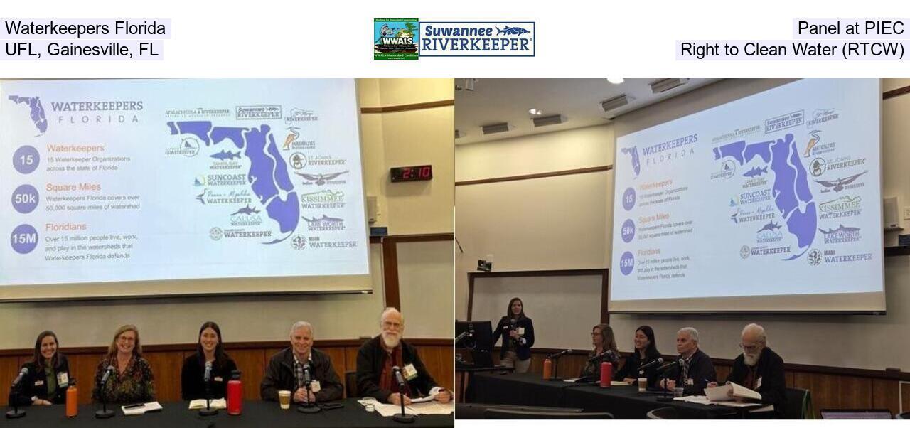 Waterkeepers Florida, Panel at PIEC, UFL, Gainesville, FL, Right to Clean Water (RTCW)