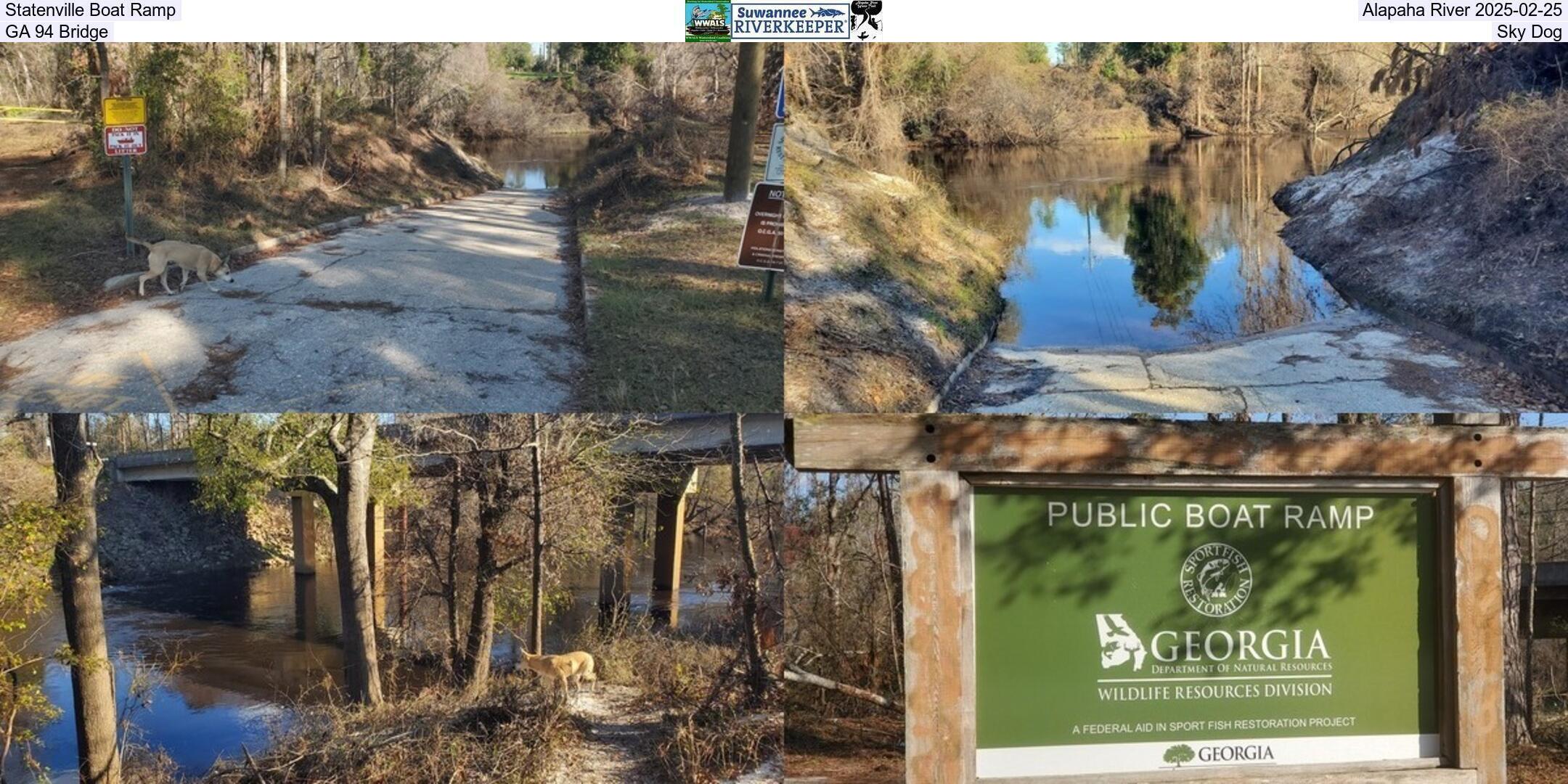 Statenville Boat Ramp, Alapaha River 2025-02-25, GA 94 Bridge, Sky Dog