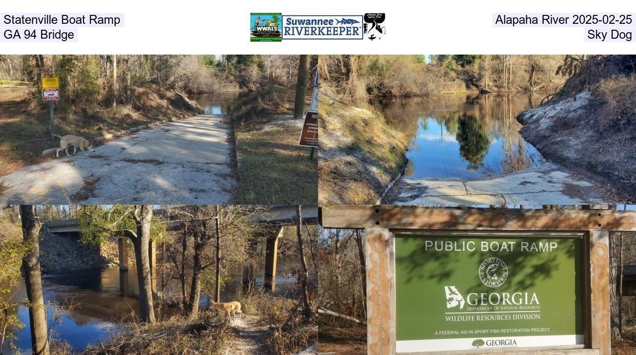 Statenville Boat Ramp, Alapaha River 2025-02-25, GA 94 Bridge, Sky Dog