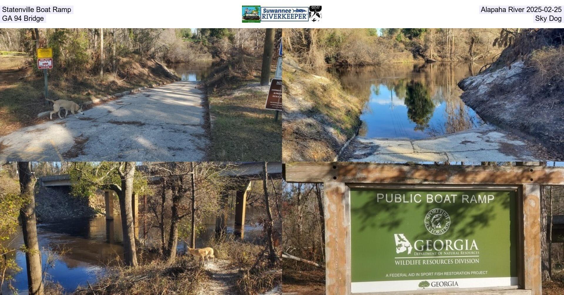 Statenville Boat Ramp, Alapaha River 2025-02-25, GA 94 Bridge, Sky Dog