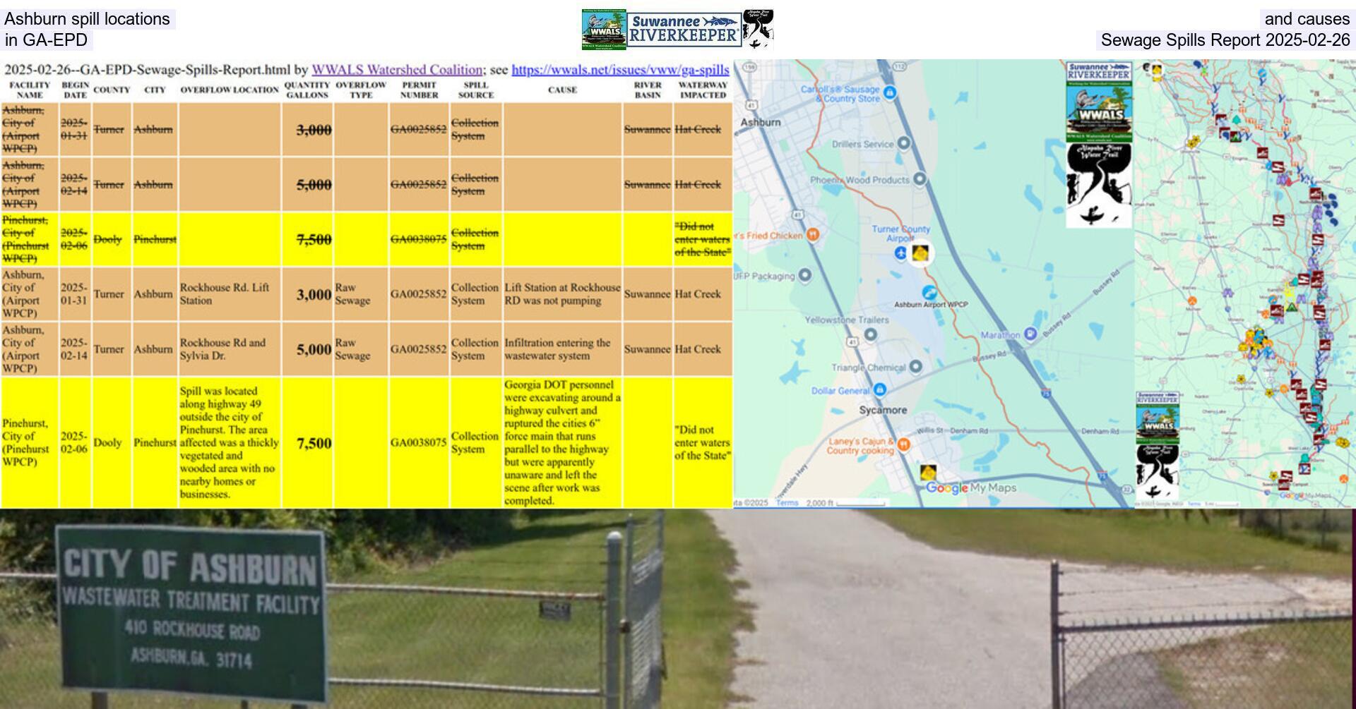 Ashburn spill locations and causes, in GA-EPD Sewage Spills Report 2025-02-26