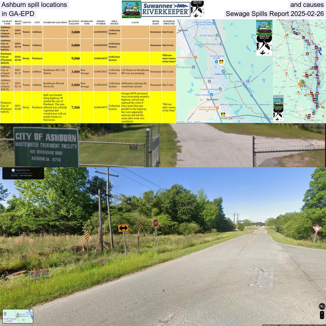 Ashburn spill locations and causes, in GA-EPD Sewage Spills Report 2025-02-26