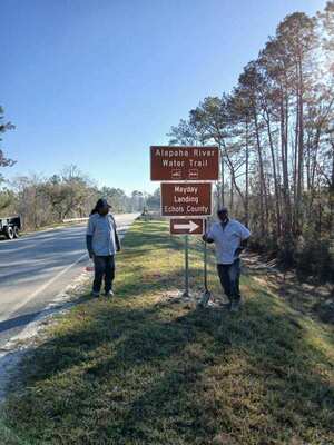 [Eastbound road signs]