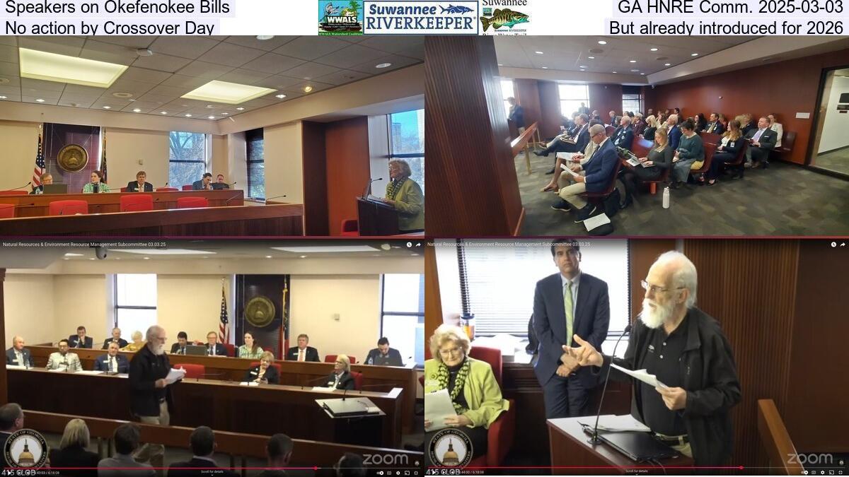 Speakers on Okefenokee Bills, GA HNRE Comm. 2025-03-03, No action by Crossover Day, But already introduced for 2026