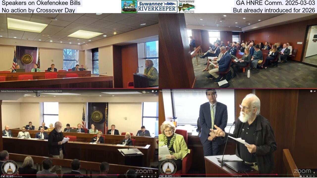 Speakers on Okefenokee Bills, GA HNRE Comm. 2025-03-03, No action by Crossover Day, But already introduced for 2026