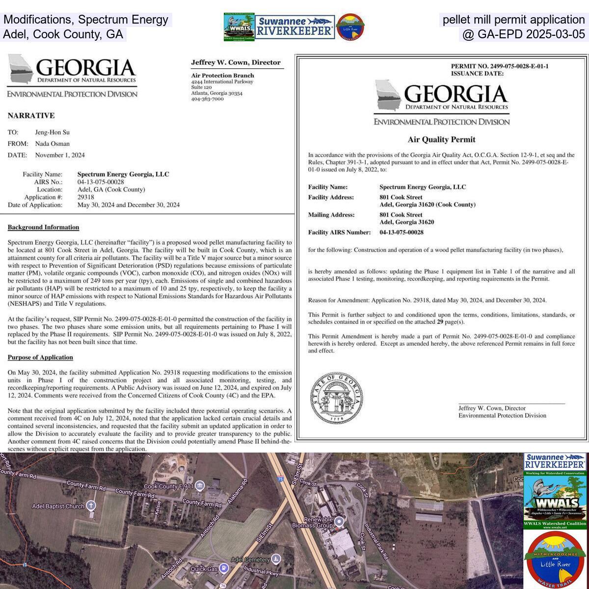 Modifications, Spectrum Energy pellet mill permit application, Adel, Cook County, GA @ GA-EPD 2025-03-05