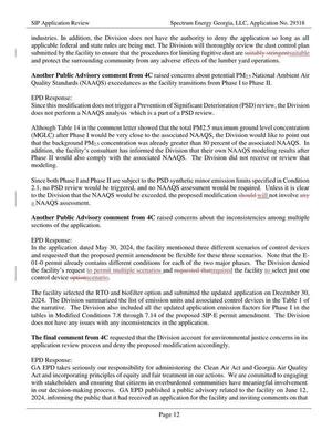 [Another Public Advisory comment from 4C raised concerns about potential PM2.s National Ambient Air Quality Standards (NAAQS) exceedances as the facility transitions from Phase I to Phase II.]