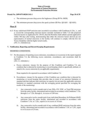 [Phase II 6.13 If any outlet/stack HAP emission rates recorded in accordance with Conditions 6.12m., o., and p. exceed the corresponding emission factors currently included in Table 7.22 (the proposed emission factors in Application No. 28143), then the Permittee shall submit a permit application within 180 days after testing, demonstrating that either the emission factors derived are not representative of normal emissions or the facility will continue to comply with the GA Air Toxics Guideline with the higher tested results.]